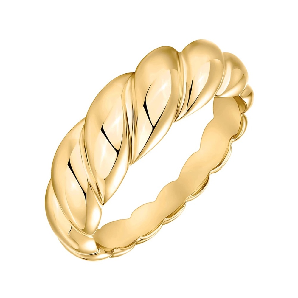 14k Gold Croissant Dome Braided Ring